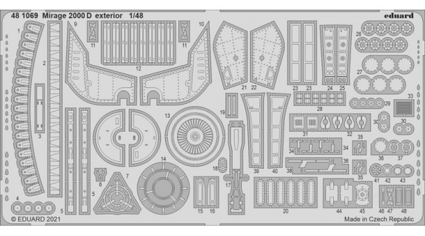 Фототравление для Mirage 2000D Dassault (KINETIC) - 1/48 EDUARD 481069. Набор афтермаркета