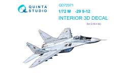 М+Г-29 (9-12). 3D декали (GREAT WALL HOBBY) - QUINTA STUDIO QD72071 1/72