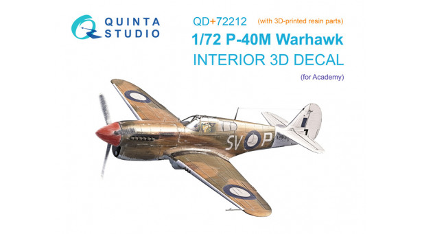 P-40M Curtiss, Warhawk. 3D декали (ACADEMY) - 1/72 QUINTA STUDIO QD+72212