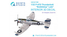 P-47D Republic, Thunderbolt, Bubbletop. 3D декали (HASEGAWA) - QUINTA STUDIO QD32198 1/32
