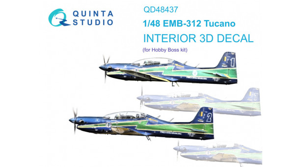 EMB-312A/AT-27/EMB-312F Tucano/EMB-312S Short Tucano, Embraer, Short Brothers. 3D декали (HOBBY BOSS) - 1/48 QUINTA STUDIO QD48437
