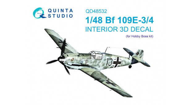 Bf 109E-3/E-4 Messerschmitt, Emil. 3D декали (HOBBY BOSS) - 1/48 QUINTA STUDIO QD48532 Bf 109E-3/E-4 Messerschmitt, Emil. 3D декали (HOBBY BOSS) - 1/48 QUINTA STUDIO QD48532
