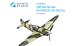 Советский истребитель КБ Яковлева Тип 7Б. 3D декали (ЗВЕЗДА) - QUINTA STUDIO QD48645 1/48