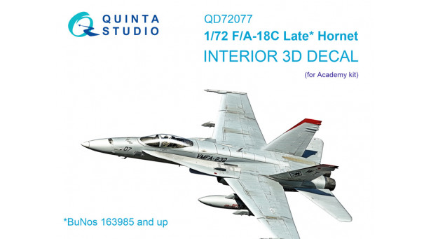 F/A-18C Boeing, McDonnell Douglas, Hornet. 3D декали (ACADEMY) - 1/72 QUINTA STUDIO QD72077 F/A-18C Boeing, McDonnell Douglas, Hornet. 3D декали (ACADEMY) - 1/72 QUINTA STUDIO QD72077