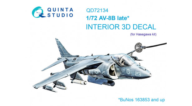 AV-8B Harrier II McDonnell Douglas, British Aerospace, Boeing, BAE Systems. 3D декали (HASEGAWA) - 1/72 QUINTA STUDIO QD72134