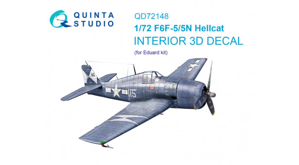 F6F-5/5N Grumman, Hellcat. 3D декали (EDUARD) - 1/72 QUINTA STUDIO QD72148