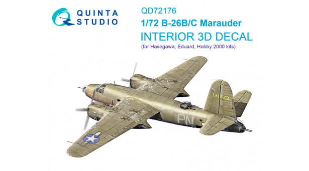 B-26B/C Martin, Marauder. 3D декали (HASEGAWA) - 1/72 QUINTA STUDIO QD72176