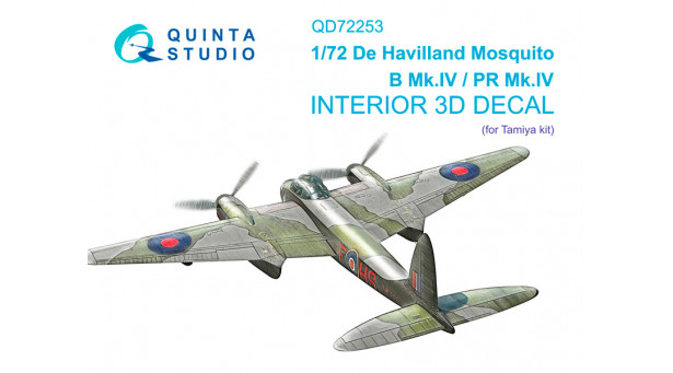Mosquito B Mk. IV & PR Mk. IV De Havilland, Tsetse. 3D декали (TAMIYA) - 1/72 QUINTA STUDIO QD72253 Mosquito B Mk. IV & PR Mk. IV De Havilland, Tsetse. 3D декали (TAMIYA) - 1/72 QUINTA STUDIO QD72253