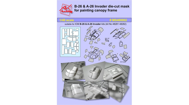 Маски для A-26B & B-26B Douglas, Invader (ICM) - 1/48 AK-HOBBY (A-SQUARED) MS480002. Набор афтермаркета Маски для A-26B & B-26B Douglas, Invader (ICM) - 1/48 AK-HOBBY (A-SQUARED) MS480002. Набор афтермаркета