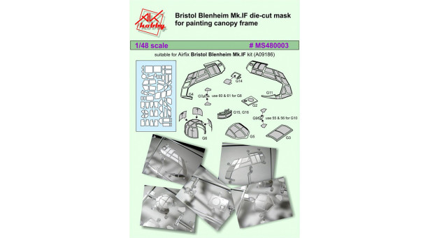 Маски для Blenheim Mk IF Bristol (AIRFIX) - 1/48 AK-HOBBY (A-SQUARED) MS480003. Набор афтермаркета