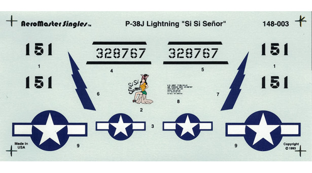 P-38J Lockheed, Lightning - 1/48 AEROMASTER 148-003
