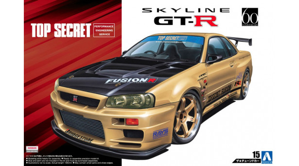 Nissan Skyline GT-R (BNR34) 2002 - 1/24 AOSHIMA 053041 TUNED CAR No. 15
