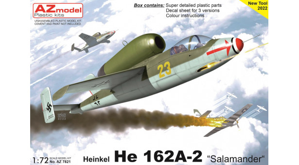 He 162A-2 Heinkel, Volksjäger, Salamander, Spatz - 1/72 AZ MODEL AZ7821