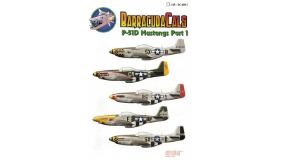 P-51D North American Aviation, Mustang - BARRACUDACALS BC48011 1/48