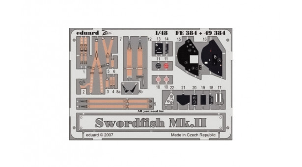 Фототравление для Swordfish Mk. II Fairey (TAMIYA) - 1/48 EDUARD 49384. Набор афтермаркета