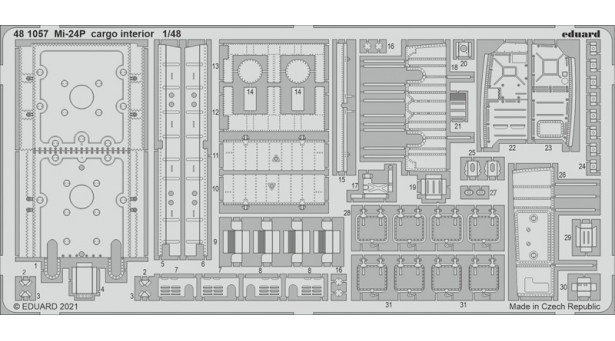 Фототравление для Ми-24П Миль, Hind F (ЗВЕЗДА) - 1/48 EDUARD 481057. Набор афтермаркета