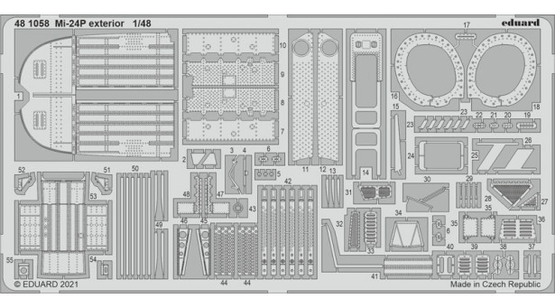 Фототравление для Ми-24П Миль, Hind F (ЗВЕЗДА) - 1/48 EDUARD 481058. Набор афтермаркета