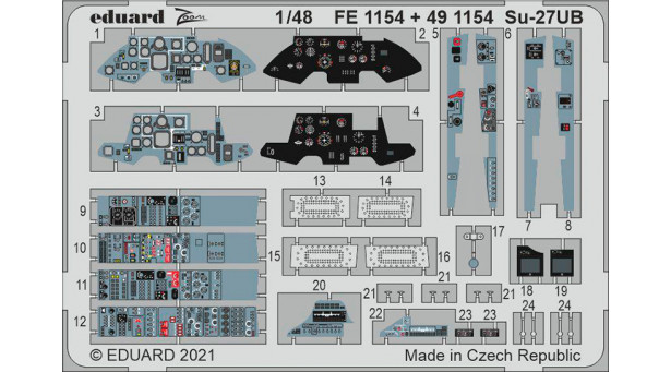 Фототравление для Су-27УБ Сухой, Flanker-C (GREAT WALL HOBBY) - 1/48 EDUARD 491154. Набор афтермаркета