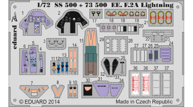 Фототравление для Lightning F.2A English Electric (BAC) (AIRFIX) - 1/72 EDUARD 73500. Набор афтермаркета