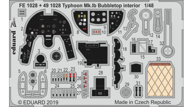 Фототравление для Typhoon Mk. Ib Hawker (HASEGAWA, ITALERI) - 1/48 EDUARD 491028. Набор афтермаркета Фототравление для Typhoon Mk. Ib Hawker (HASEGAWA, ITALERI) - 1/48 EDUARD 491028. Набор афтермаркета