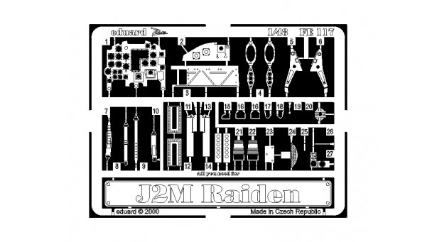 Фототравление для J2M Mitsubishi, Raiden, Jack (HASEGAWA) - 1/48 EDUARD FE117. Набор афтермаркета