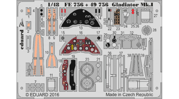 Фототравление для Gladiator Mk. I Gloster (MERIT) - 1/48 EDUARD FE756. Набор афтермаркета Фототравление для Gladiator Mk. I Gloster (MERIT) - 1/48 EDUARD FE756. Набор афтермаркета