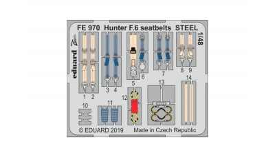 Фототравление. Ремни пристяжные для Hunter F.6 Hawker Siddeley (AIRFIX) - EDUARD FE970 1/48