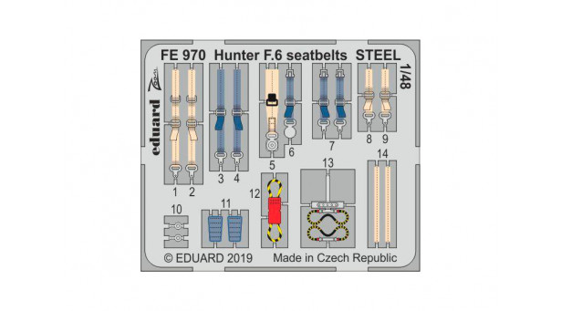 Фототравление. Ремни пристежные для Hunter F.6 Hawker Siddeley (AIRFIX) - 1/48 EDUARD FE970