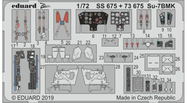 Фототравление для Су-7БМК Сухой, Fitter-A (MODELSVIT) - 1/72 EDUARD SS675. Набор афтермаркета