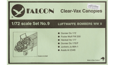 Фонари и элементы остекления бомбардировщиков Люфтваффе 1939-1945 гг - FALCON Clear-Vax No. 9 1/72