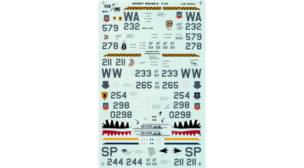 F-4G McDonnell Douglas, Phantom II - 1/48 FOX ONE DECALS FOD 48-011