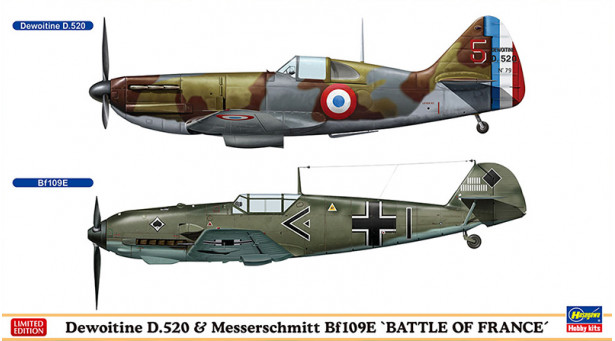 Dewoitine D.520 SNCAM & Bf 109E-3/4 Messerschmitt, Emil - 1/72 HASEGAWA 02332. Limited Edition. Комбо: комплект из двух моделей