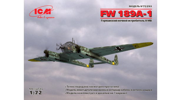 Fw 189A-1 Focke-Wulf, Uhu - 1/72 ICM 72293 Fw 189A-1 Focke-Wulf, Uhu - 1/72 ICM 72293