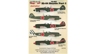 Ki-84-Ia Nakajima, Hayate, Frank - LIFELIKE DECALS 72-027 1/72