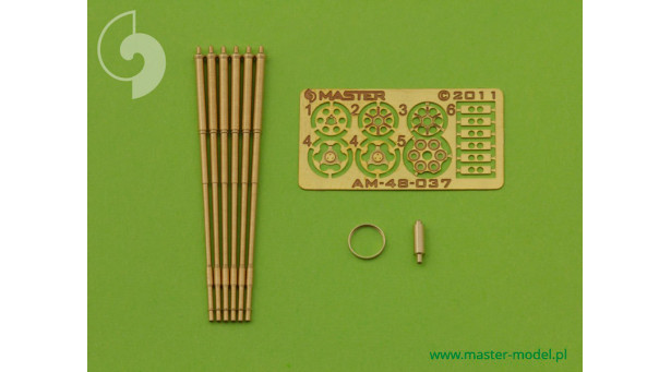 Стволы металлические для пушки M61A1 General Electric, Vulcan, 20 мм (6 шт.) - 1/48 MASTER AM-48-037. Конверсионный набор