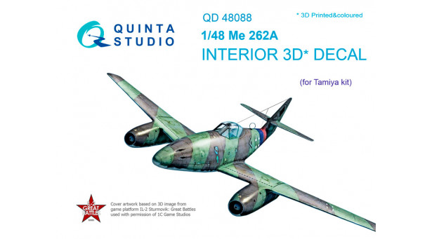 Me 262A-1a Messerschmitt, Schwalbe. 3D декали (TAMIYA) - 1/48 QUINTA STUDIO QD48088