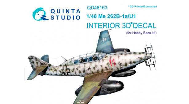 Me 262B-1a/U1 Messerschmitt, Schwalbe. 3D декали (HOBBY BOSS) - 1/48 QUINTA STUDIO QD48163