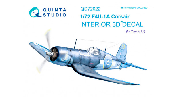 F4U-1A Chance Vought, Corsair. 3D декали (TAMIYA) - 1/72 QUINTA STUDIO QD72022