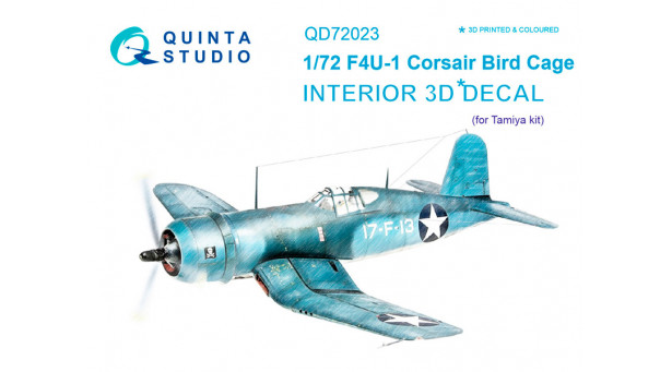 F4U-1 Chance Vought, Corsair. 3D декали (TAMIYA) - 1/72 QUINTA STUDIO QD72023