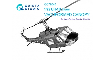 UH-1B Bell, Iroquois, Bravo Huey. Комплект остекления вакуумный (ITALERI) - QUINTA STUDIO QC72046 1/72