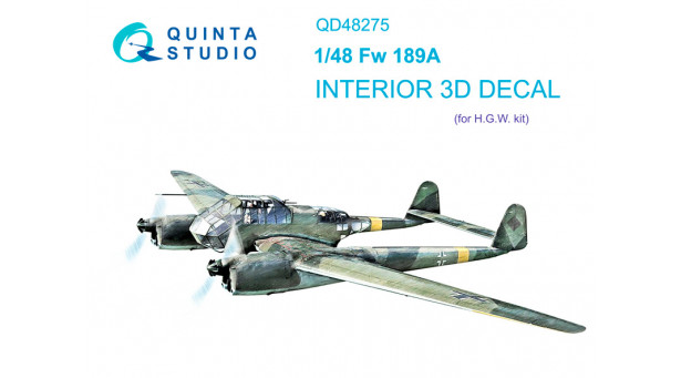 Fw 189A-1/2 Focke-Wulf, Uhu. 3D декали (GREAT WALL HOBBY) - 1/48 QUINTA STUDIO QD48275 Fw 189A-1/2 Focke-Wulf, Uhu. 3D декали (GREAT WALL HOBBY) - 1/48 QUINTA STUDIO QD48275