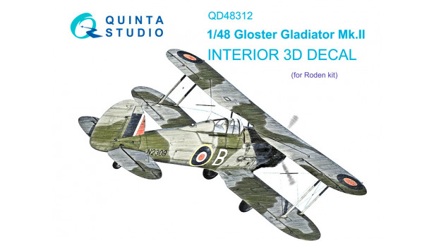 Gladiator Mk. II Gloster. 3D декали (RODEN) - 1/48 QUINTA STUDIO QD48312 Gladiator Mk. II Gloster. 3D декали (RODEN) - 1/48 QUINTA STUDIO QD48312