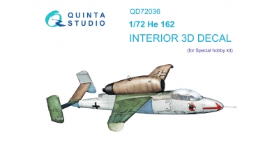He 162A-2 Heinkel, Volksjäger. 3D декали (SPECIAL HOBBY) - QUINTA STUDIO QD72036 1/72