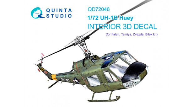 UH-1B Bell, Iroquois, Bravo Huey. 3D декали (ITALERI) - 1/72 QUINTA STUDIO QD72046
