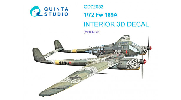 Fw 189A-1/2 Focke-Wulf, Uhu. 3D декали (ICM) - 1/72 QUINTA STUDIO QD72052 Fw 189A-1/2 Focke-Wulf, Uhu. 3D декали (ICM) - 1/72 QUINTA STUDIO QD72052