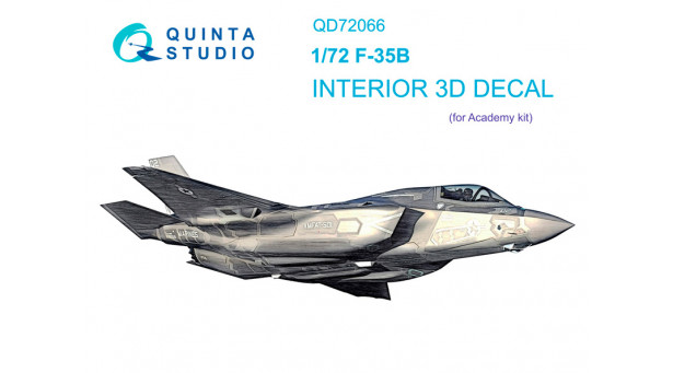 F-35B Lockheed Martin, Lightning II. 3D декали (ACADEMY) - 1/72 QUINTA STUDIO QD72066 F-35B Lockheed Martin, Lightning II. 3D декали (ACADEMY) - 1/72 QUINTA STUDIO QD72066