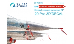 Ленты-бирки "REMOVE BEFORE FLIGHT". 3D декали - QUINTA STUDIO QP48006 1/48