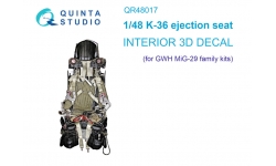 Кресло катапультное К-36ДМ / МиГ-29. 3D декали (GREAT WALL HOBBY) - QUINTA STUDIO QR48017 1/48