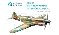 P-40E/K Curtiss, Warhawk. 3D декали (HASEGAWA) - QUINTA STUDIO QD32137 1/32