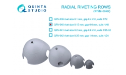 Заклепки авиационные радиальные, ø 0,15 мм, шаг 0,6 мм. 3D декали - QUINTA STUDIO QRV-040 1/48